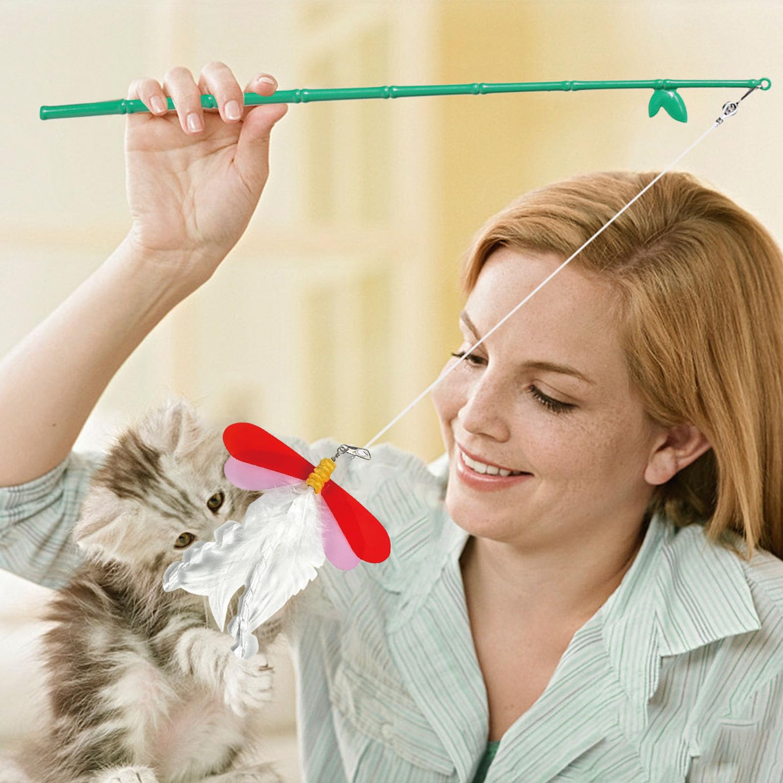 Katzen Spielzeug Stab - Lockstab Für Körperliches Training In | Libellenform - Katzenstab Spielzeug | Für Die Unterhaltung Von Kätzchen Mit Haustierzubehör Für Den Innen- Und Außenbereich I