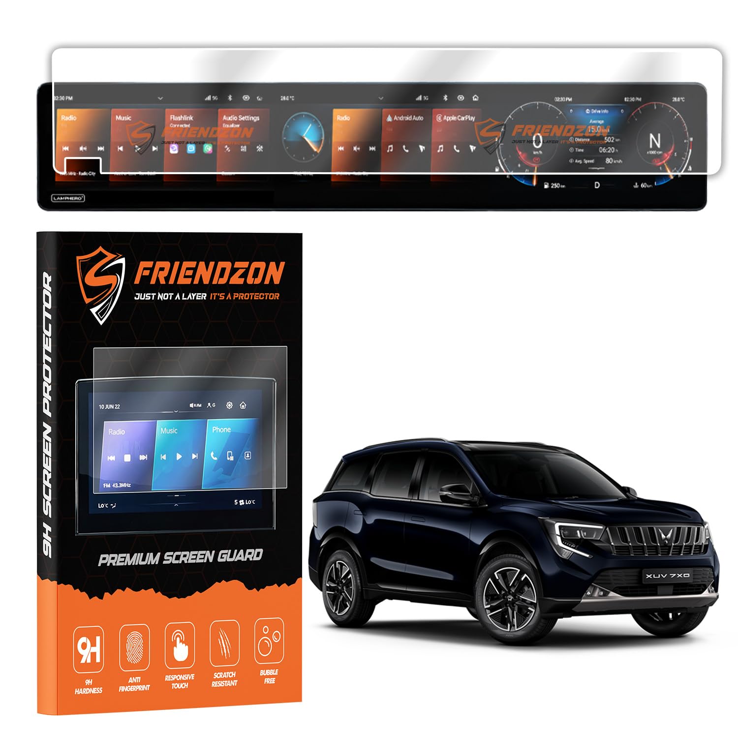 Premium Screen Protector for Mahindra XUV 7XO 2026+ | AX / AX3 / AX5 / AX7/ AX7T / AX7L | 12.3" Triple Screen Display & TPU Storage Panel Protection Film with ADRENOX+ Cutout | Scratch Resistant | Crystal Clear | Water Repellent | Bubble-Free | Car Dashboard & Stereo Screen Guard Accessory [Not Tempered Glass] *** Check ADRENOX+ Badge Before Ordering ***-picture-36