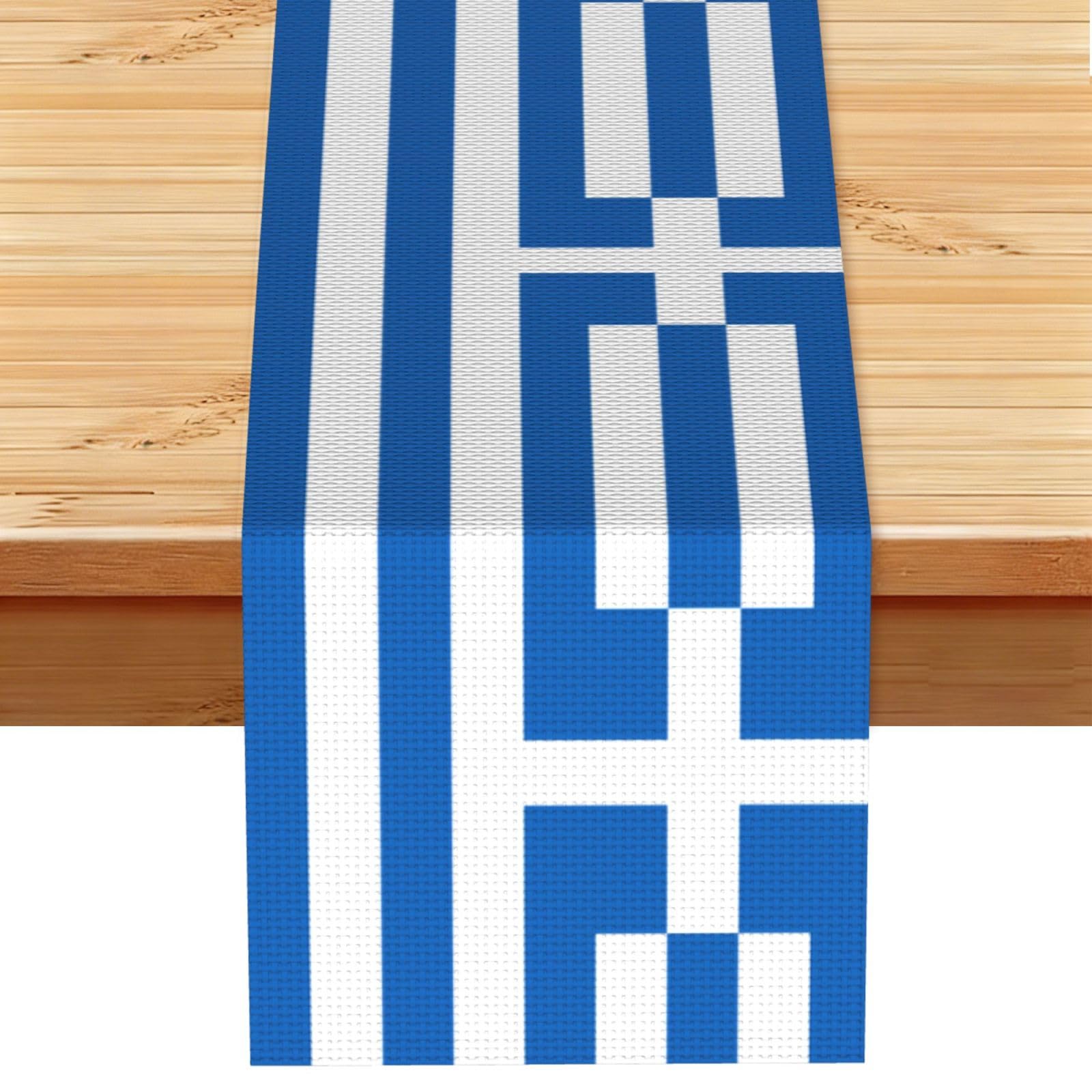 Greek flag Table Runner 13x72 Inch Dining Decor