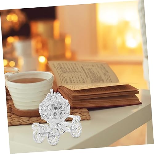 Miniatura 7 de NUOBESTY Decoración de carruaje de calabaza, caja de joyería con bisagras, adornos de mesa de cristal, adornos de Halloween, Navidad, manualidades,