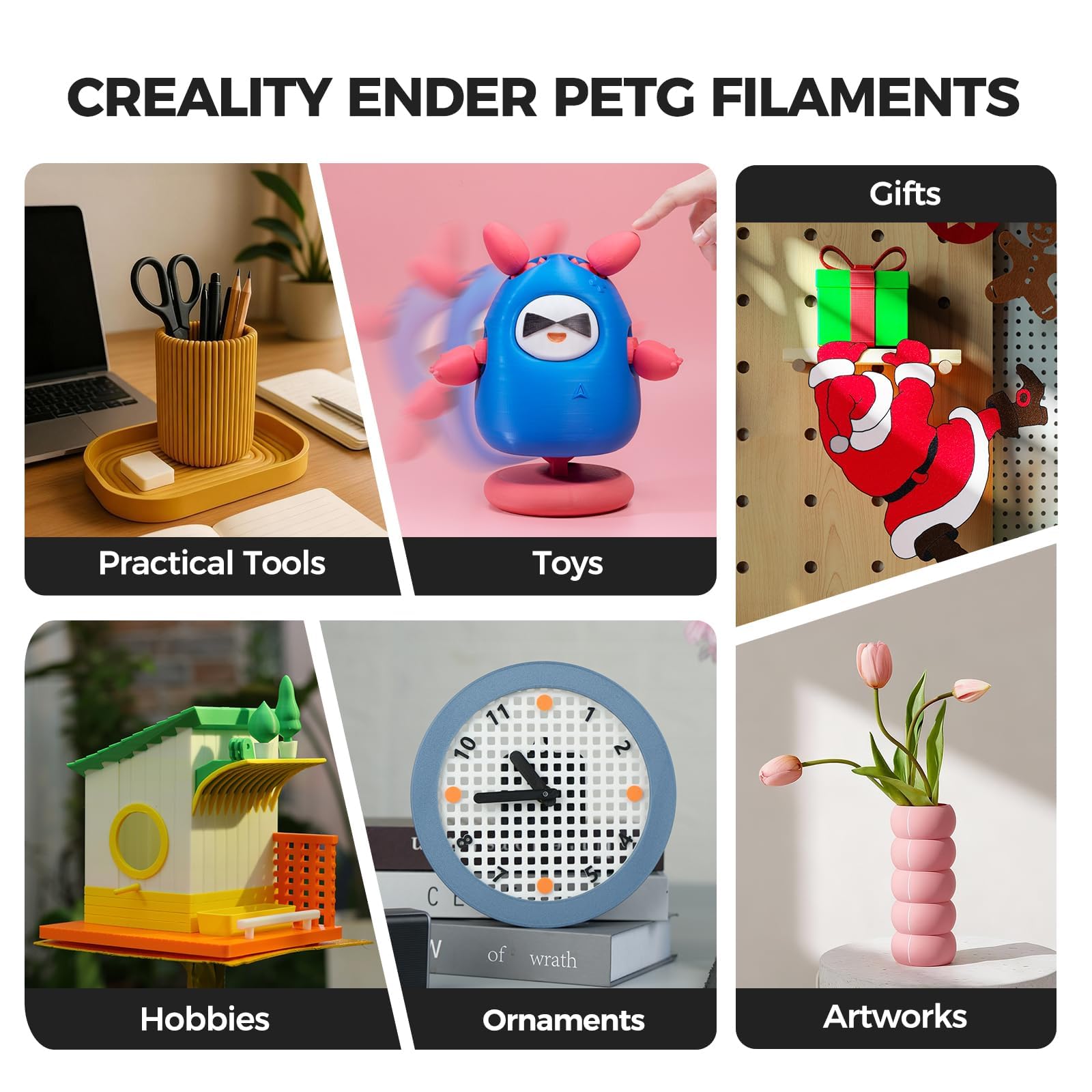 Creality Ender-PETG - Filamento per stampante 3D da 1,75 mm, ad alta precisione, ad alta tenacità, inodore, resistente all'umidità