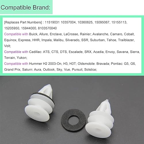 Miniatura 4 de 11519031 Clip de retención para panel de moldura de puerta (40 piezas) compatible con GM Chevrolet Hummer H2 Equinox Camaro GMC Cadillac ATS CTS SRX