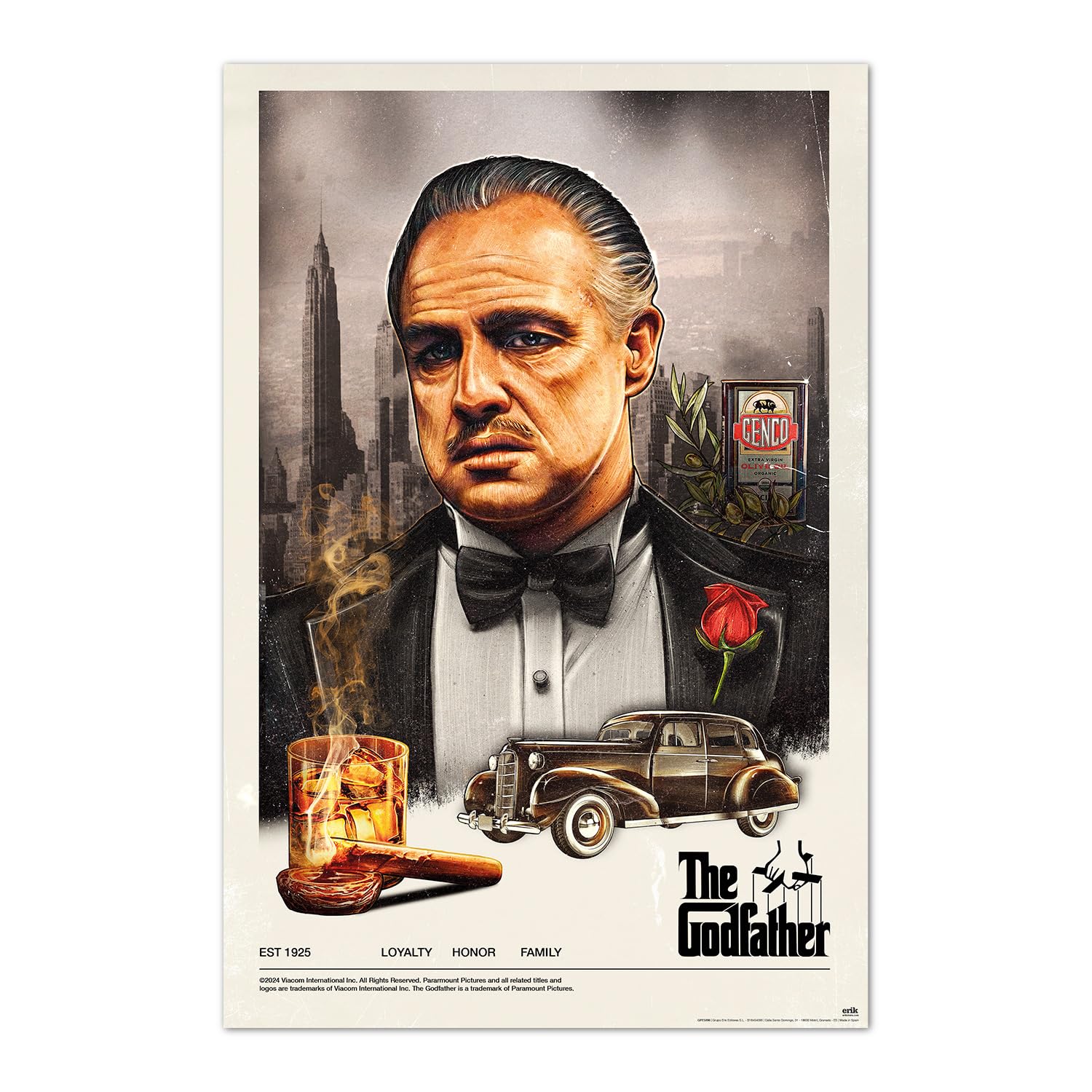 Grupo Erik Multicolour Poster The Godfather - 36 X 24 Inches / 91.5 X 61 Cm - Shipped Rolled Up - Cool Posters, Art Poster, Wall Posters & Prints
