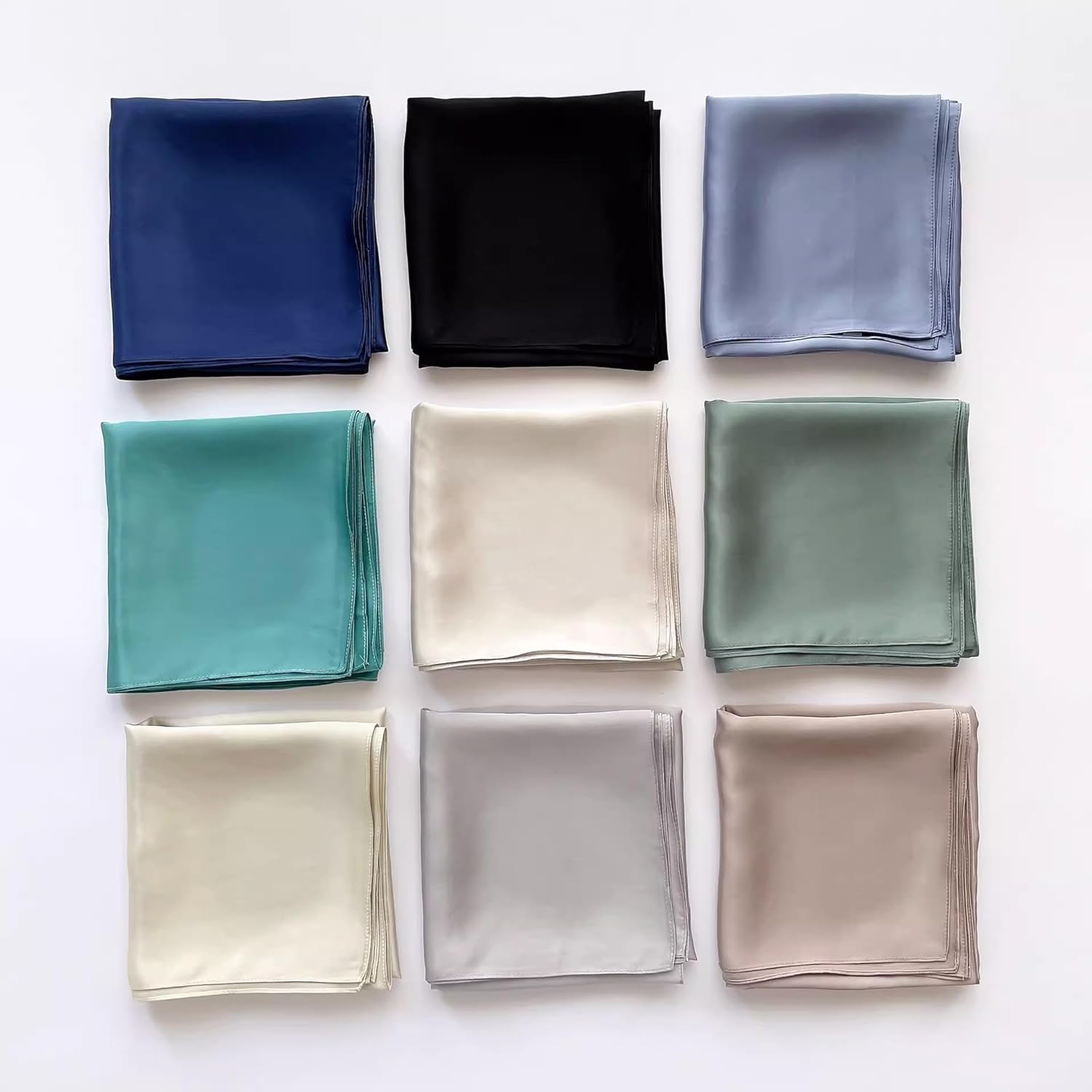 PoeticEHome Solid Color Mulberry Silk Scarf - Lightweight 26" Square Neckerchief for Women's Neck Hair Head in Gift Wrapped - Image 5