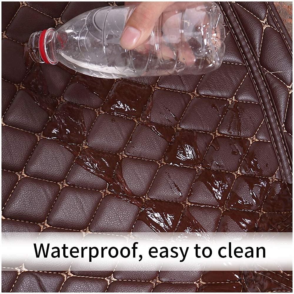 Custom Fit Car Floor Mats - Full Coverage Automotive Leather Floor Liners for Most Vehicles by MingyunSM (Black & Red)