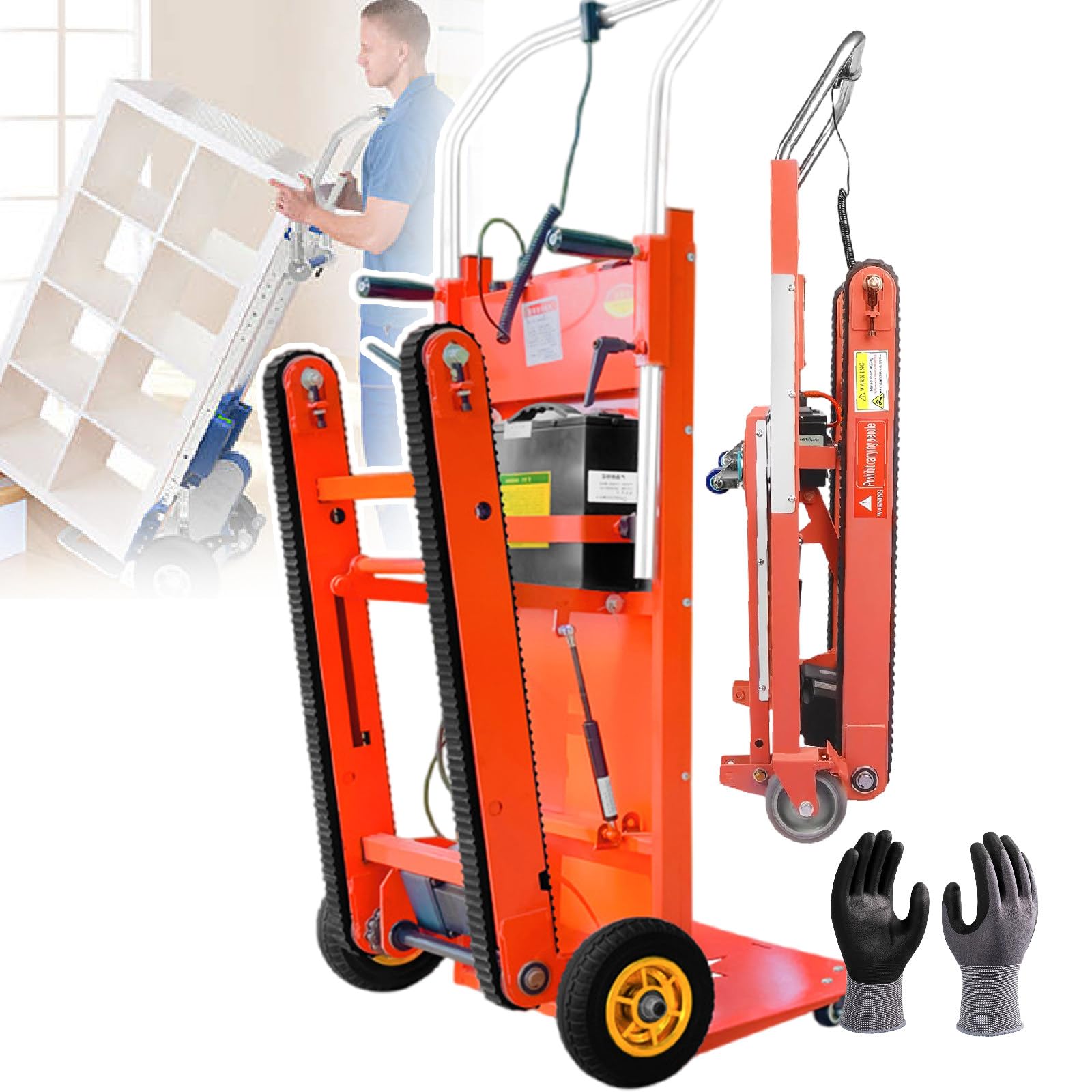 Elektrischer Treppensteigerwagen, Tragkraft 200–400 Kg, Mit Verstellbarem Griff Und 95 Cm Langen Ketten – Elektrischer Treppensteigerwagen Wagen Für Möbellogistik Und Lager load-bearing440lb