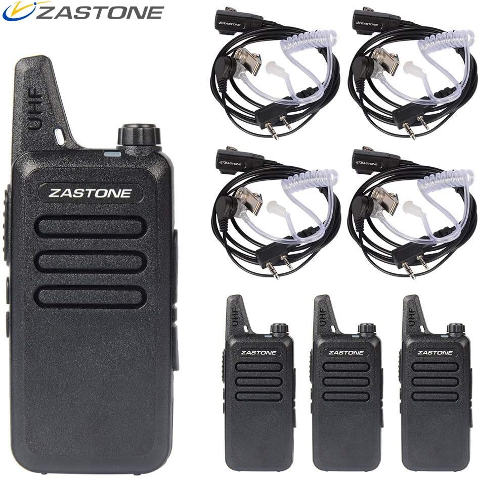 ZastoneX6 Rechargeable Long Range Two-Way Radios with Earpiece 4 Pack UHF 400-470Mhz Walkie Talkie