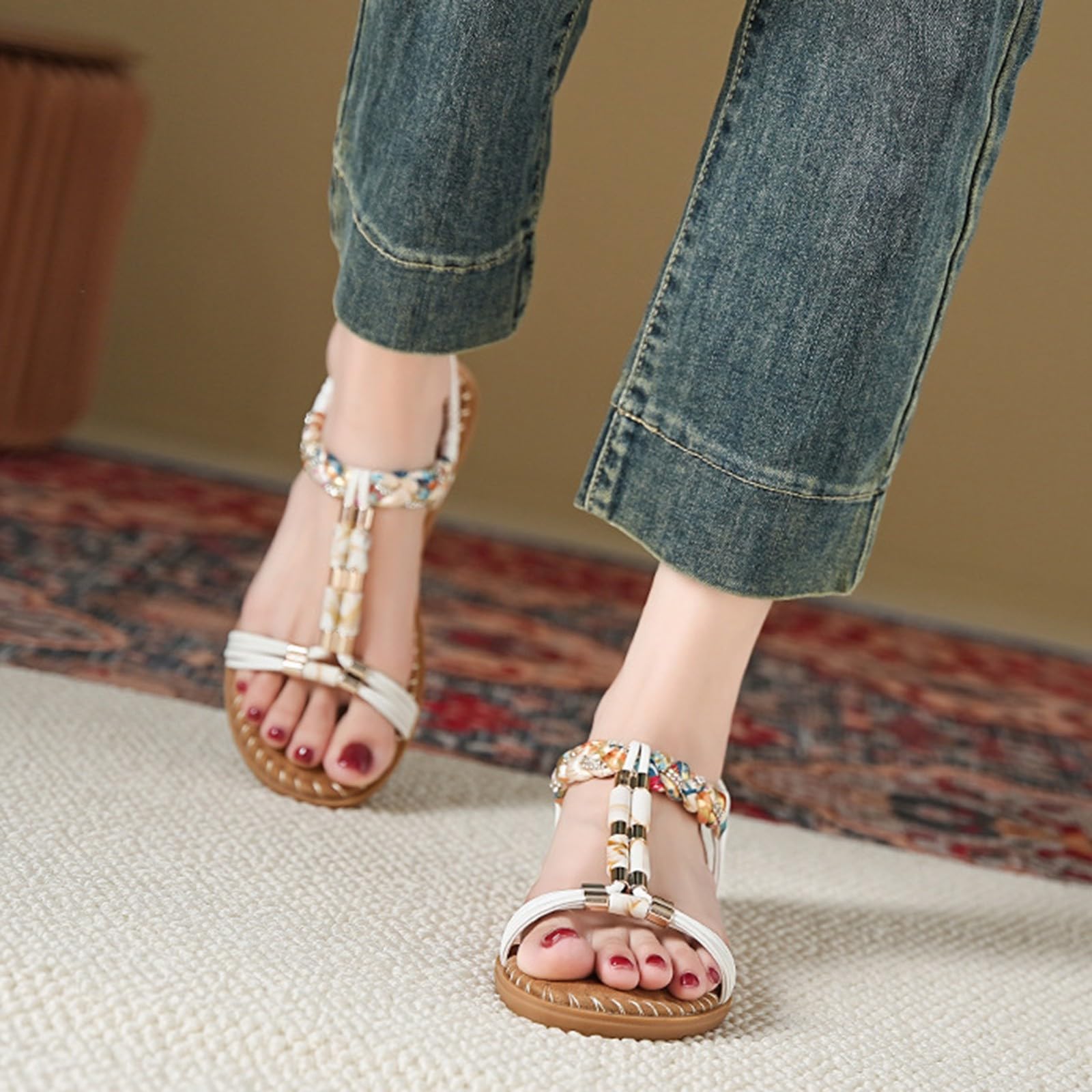 Générique Sandales Femme Ete Confortable Claquettes Tong Mules Chaussure Ete Aperte Piatte Suola Memory Estate Passeggio Moda Leggere Traspiranti Spiaggia Cinturino Morbide Antiscivolo