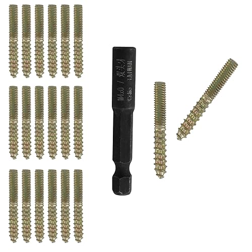 Hitefu 20 tornillos de suspensión, tornillos de doble extremo M4 de 1.18 pulgadas de longitud, tornillo de clavija M4 para muebles de madera, con