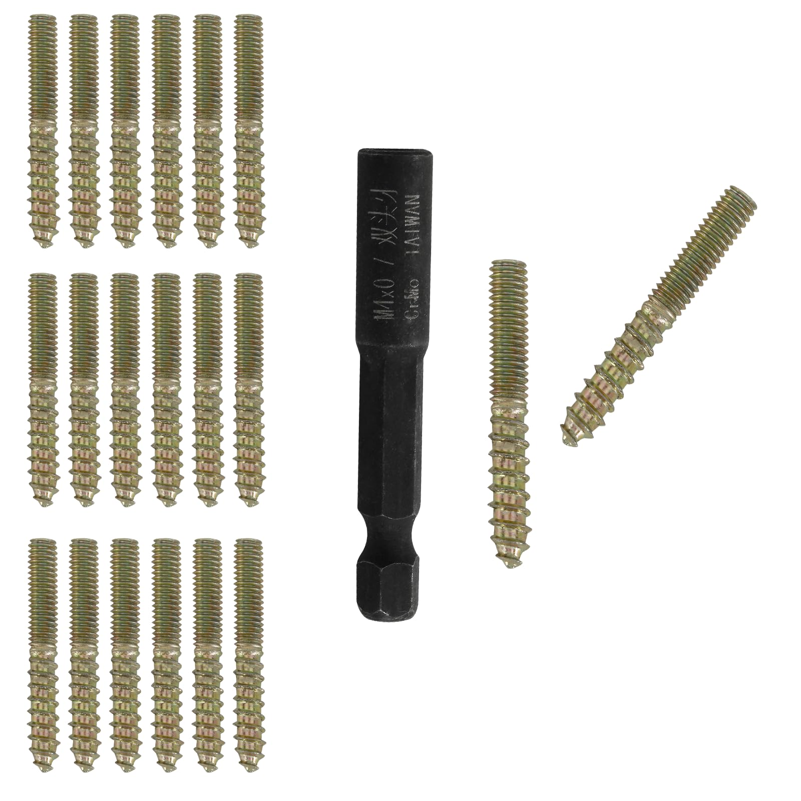 Hitefu 20PCS Hanger Bolts, M4 Double Ended Screws 1.18"(30mm) Length, M4 Dowel Screw for Wood Furniture, with (M4x0.7mm) Hanger Bolt Driver