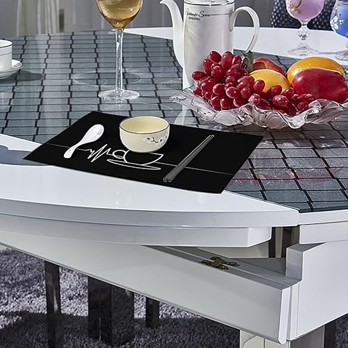 Miniatura 4 de Funny Heartbeat Coffee Cup Placemats Set of 6 Resistant Table Mats Washable Place Mats for Dinner Party Table Decoration