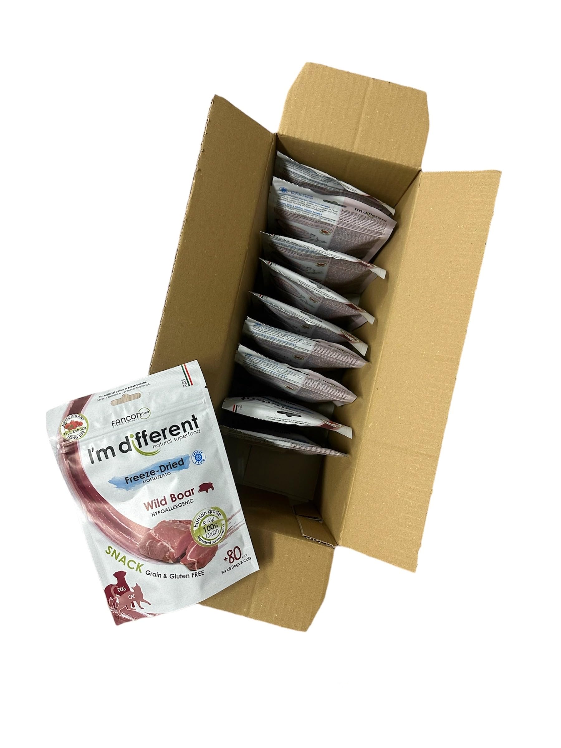 I'm different, snack liofilizzato monoproteico, Cinghiale 10x40g