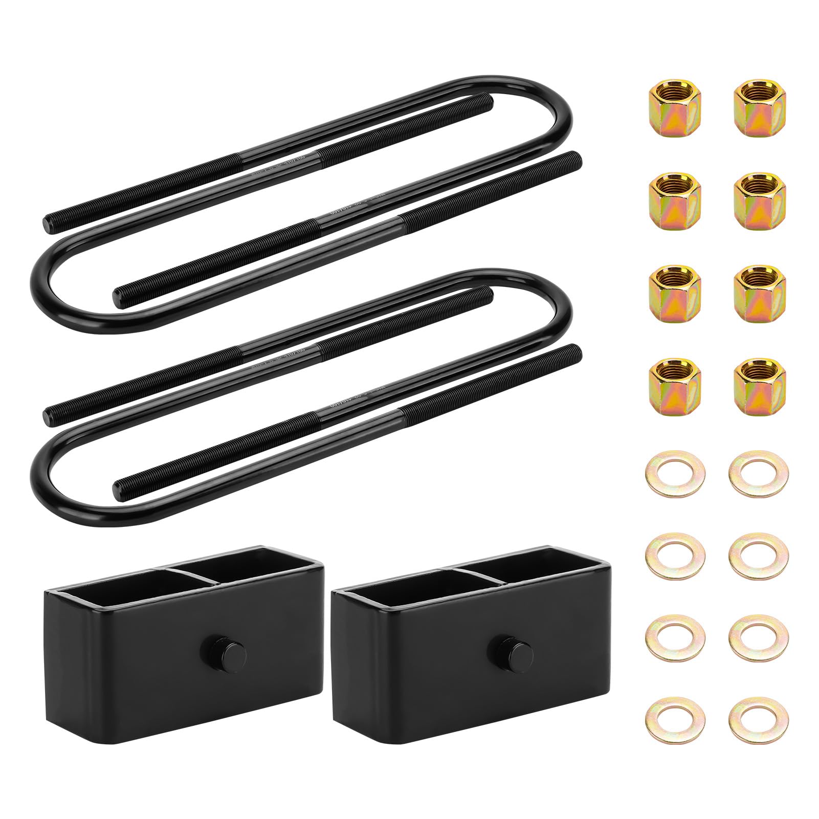 Youxmoto 2'' Rear Lift Block Leveling Lift Kits for Ford F250 Super Duty 1999-2022, F350 Super Duty 1999-2022, Excursion 2WD 4WD 2000-2005 with Extra Long Square Leaf Spring U Bolts