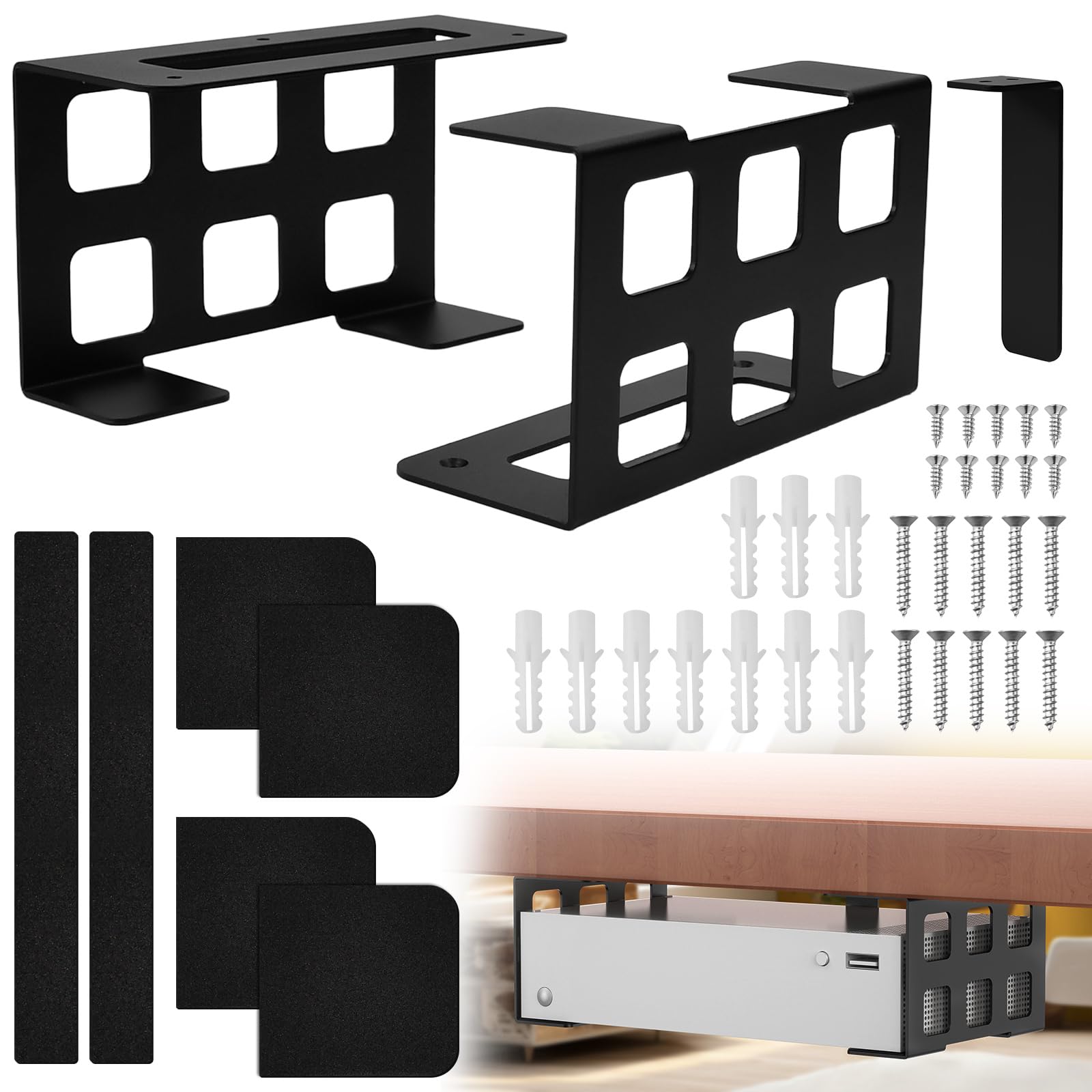 Supporti Sotto Scrivania per Router, Set di Supporti per Mini PC, Supporto da Soffitto per Proiettore, Compatibili con Xbox Series S e PS5 Pro, TV Box, per Dispositivi Spessore Inferiore 9 cm