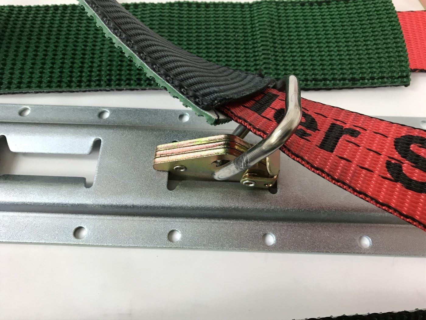 4 Pack RED Show Car Tie-Down Kit with Twelve (12) 2ft Vertical E Track, Four (4) Low Profile Sleeve Straps and Convenient SturdyBag