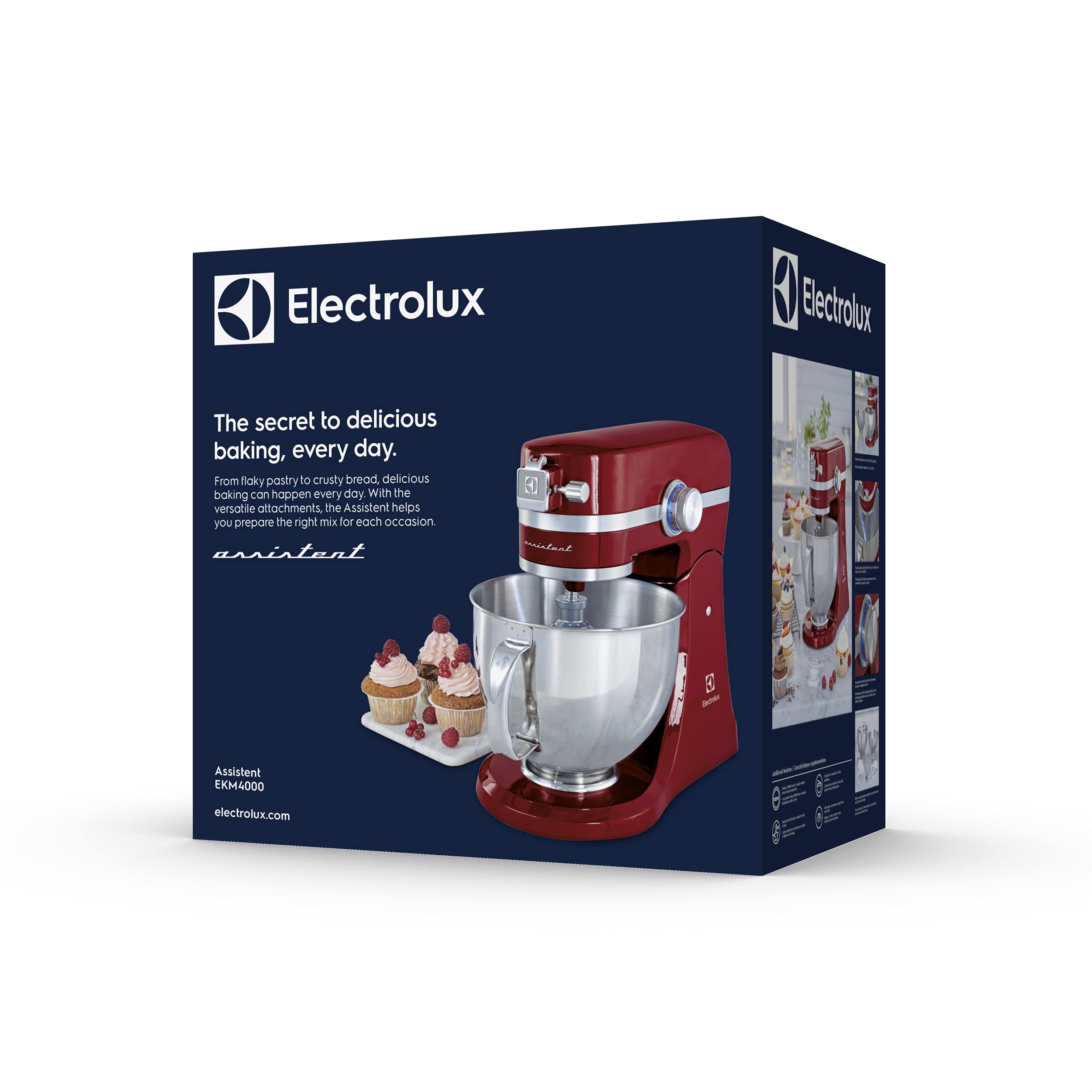 Electrolux EKM4000 Impastatrice Con Motore 1000W, 10 Velocità, Struttura In Acciaio Inox E Alluminio Pressofuso, 360x370x210mm, Rosso