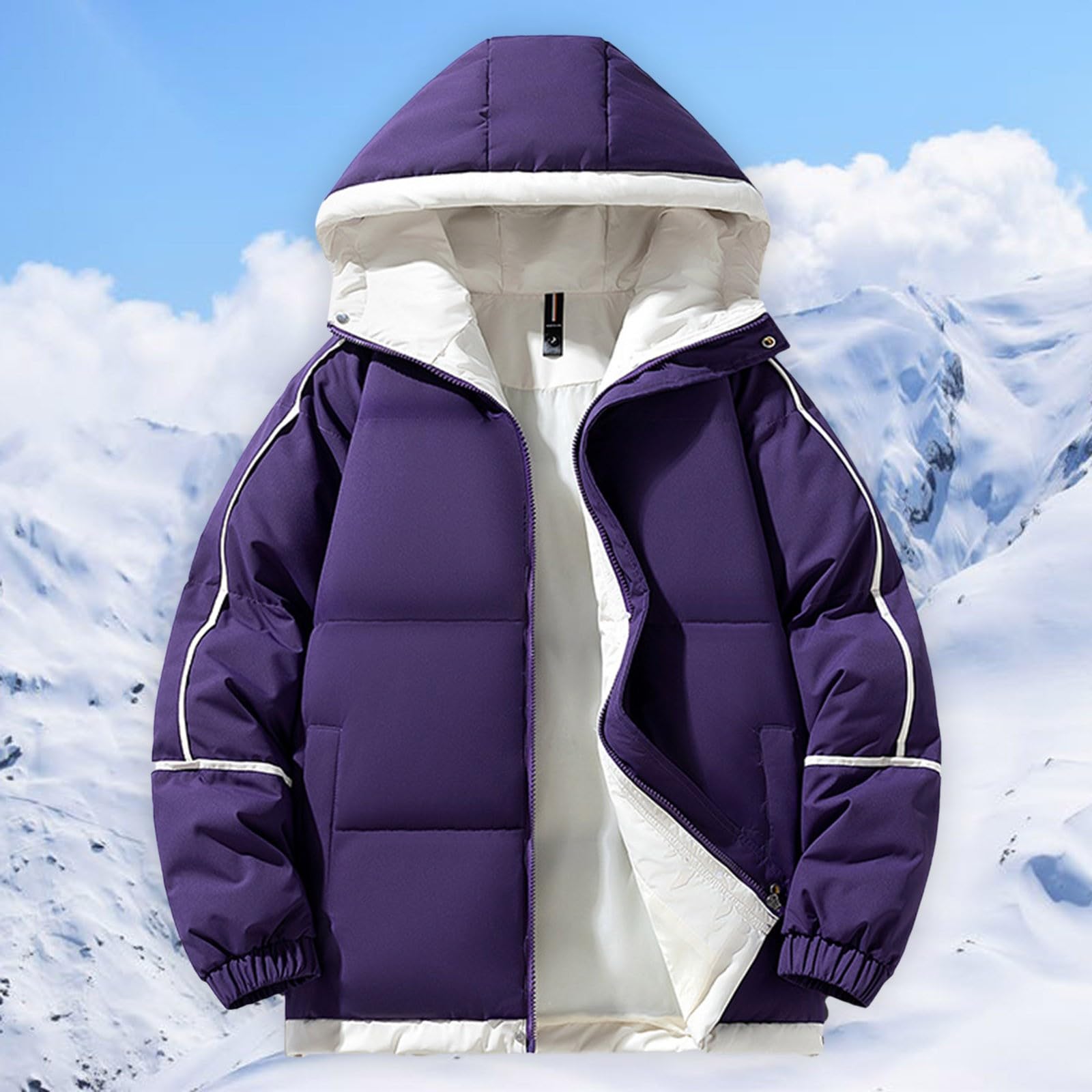 Genérico Chaqueta de invierno para hombre Plumon Parka Color Sólido Plumiferos CáLido Capucha Suelta Abrigo algodón al libre pan moderno y elegante Superior Holgado Cómodo