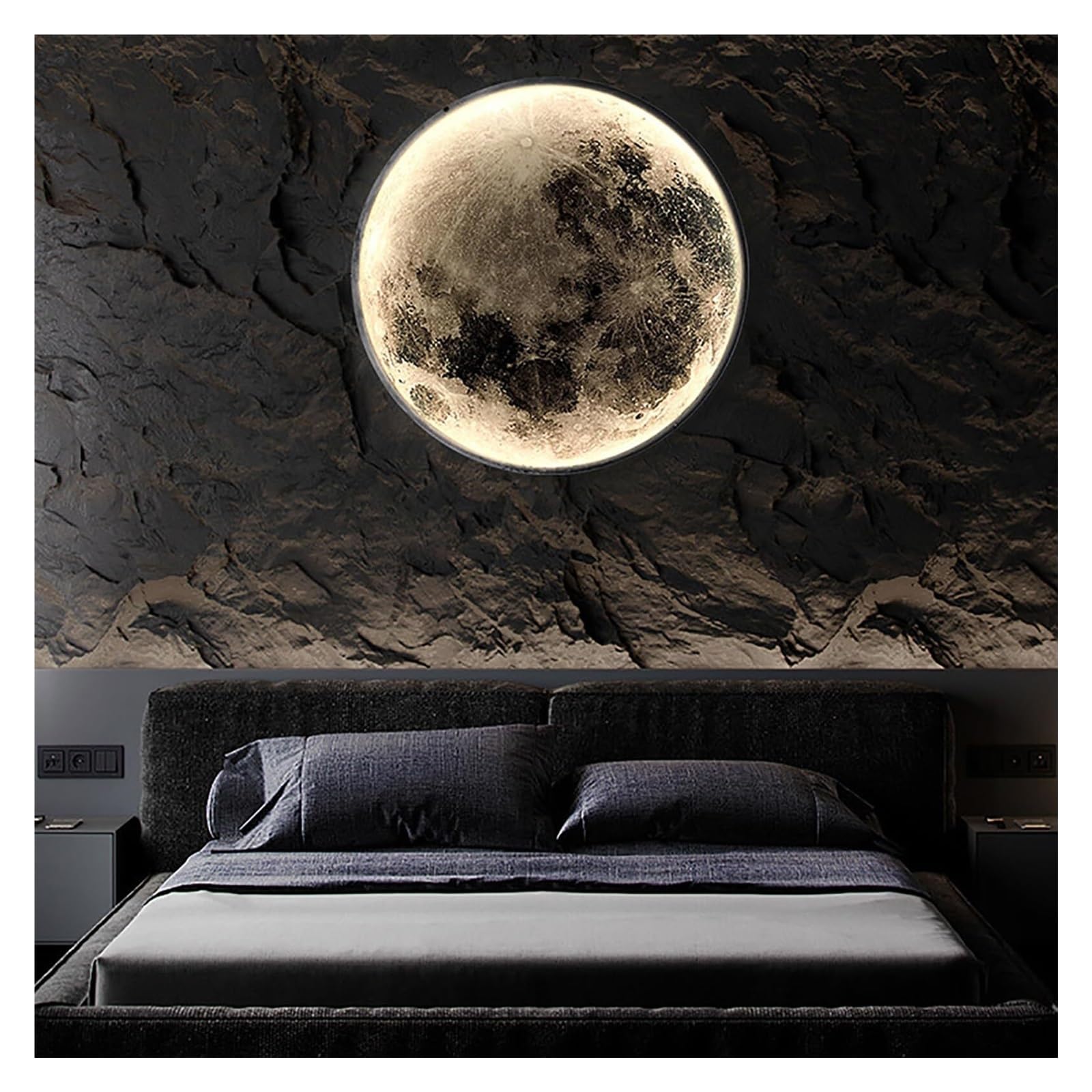 Applique da Parete a Forma di Luna, Luce 3D, Lampada a LED dimmerabile con Telecomando, plafoniera a Spina, Decorazione lunare per Soggiorno, Camera da Letto, corridoio, Ingresso,