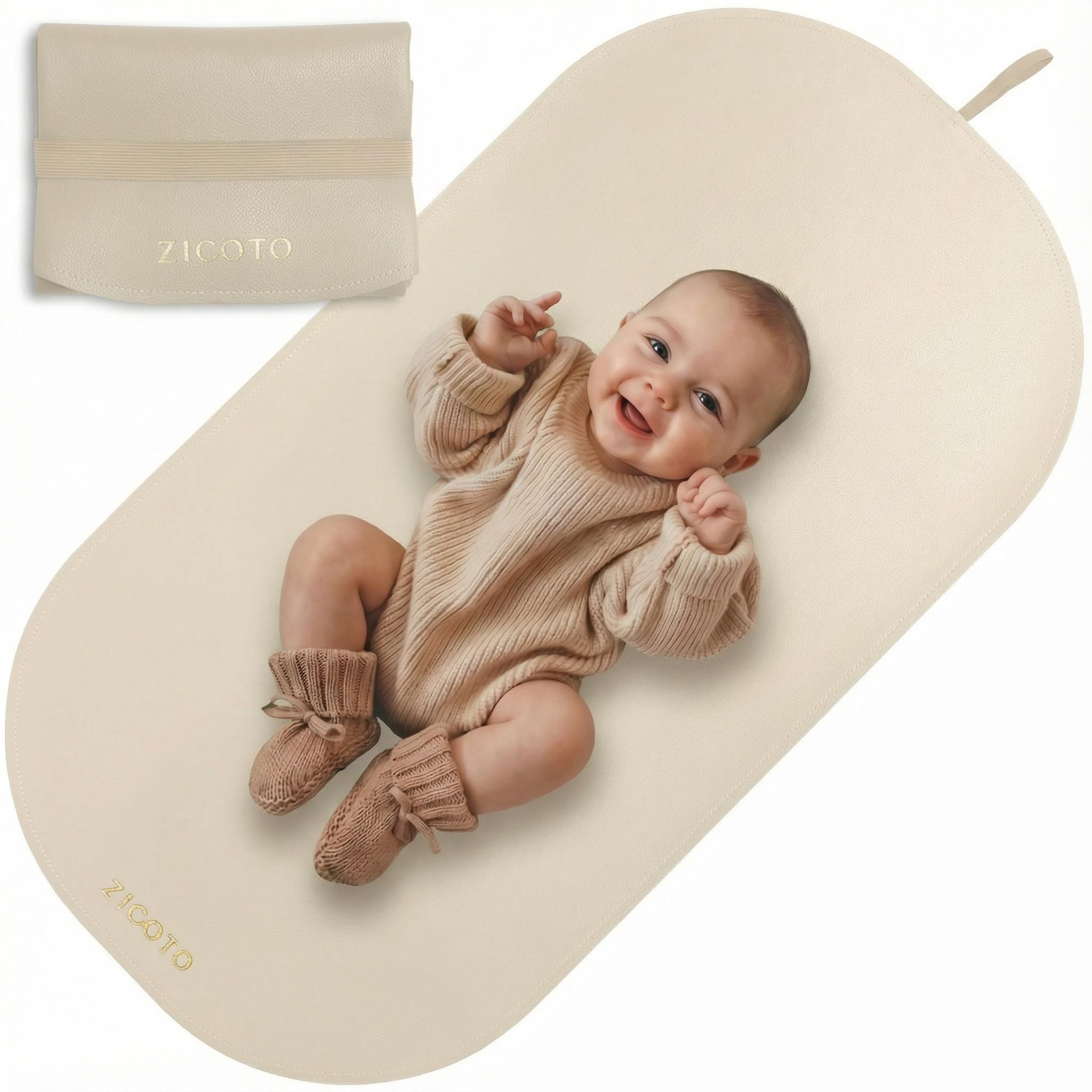 ZICOTO Beautiful Portable Baby Changing Pad - Wipeable and Easy to Clean Diaper Changing Mat - The Perfect Waterproof Vegan Leather Pad for Traveling