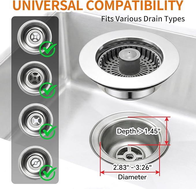 Colador y Tapón de Desagüe de Latón Sólido 3 en 1 miniatura 6
