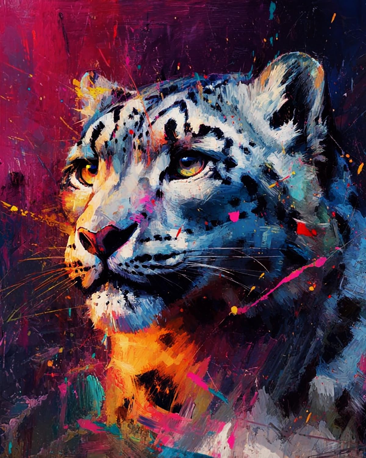 Liubaishi Multicolour Paint By Numbers Kit For Adults, Snow Leopard Portrait, 40X50 Cm, Acrylic On Canvas