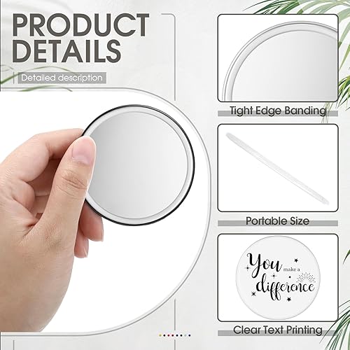 Miniatura 4 de Kigley 24 piezas de espejo compacto inspirador a granel, regalo de San Valentín, espejo de monedero de 2.8 pulgadas, regalo motivacional positivo de