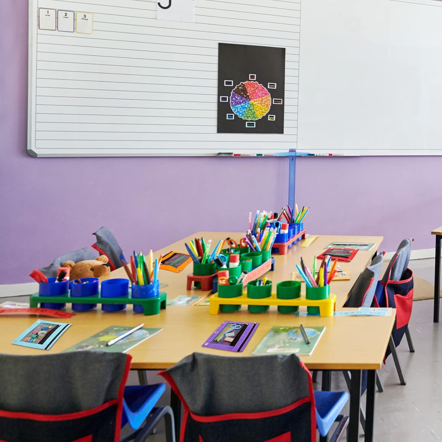 IKAYAS 32 Pcs Pencil Pouch for 3 Ring Binder with Zipper for Classroom Bulk Pencil Case for Storing School Teacher Supplies