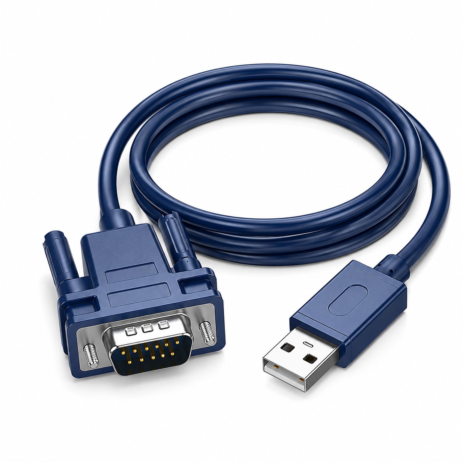 Leloco USB RS232 Adapter Kabel 1,2m mit CH340 Chipsatz | DB9 Stecker, RS232 Kabel für Windows, Mac, Linux. Plug & Play, verdickte Vernickelung, verstärktes Schraubendesign