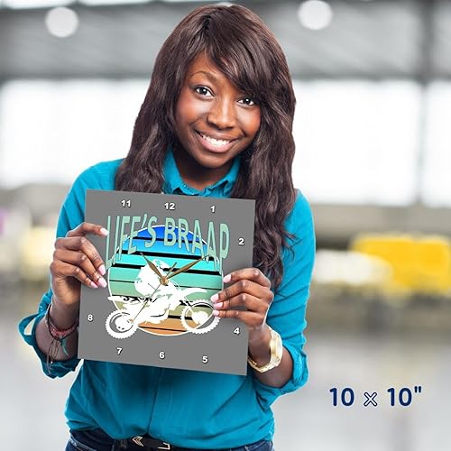 Miniatura 5 de 3dRose Wall Clock Silent - 10 inch - Lifes Braap Dirt Bike Retro Moto Riding Style - Vector Art - Dirtbike Motocross Humor