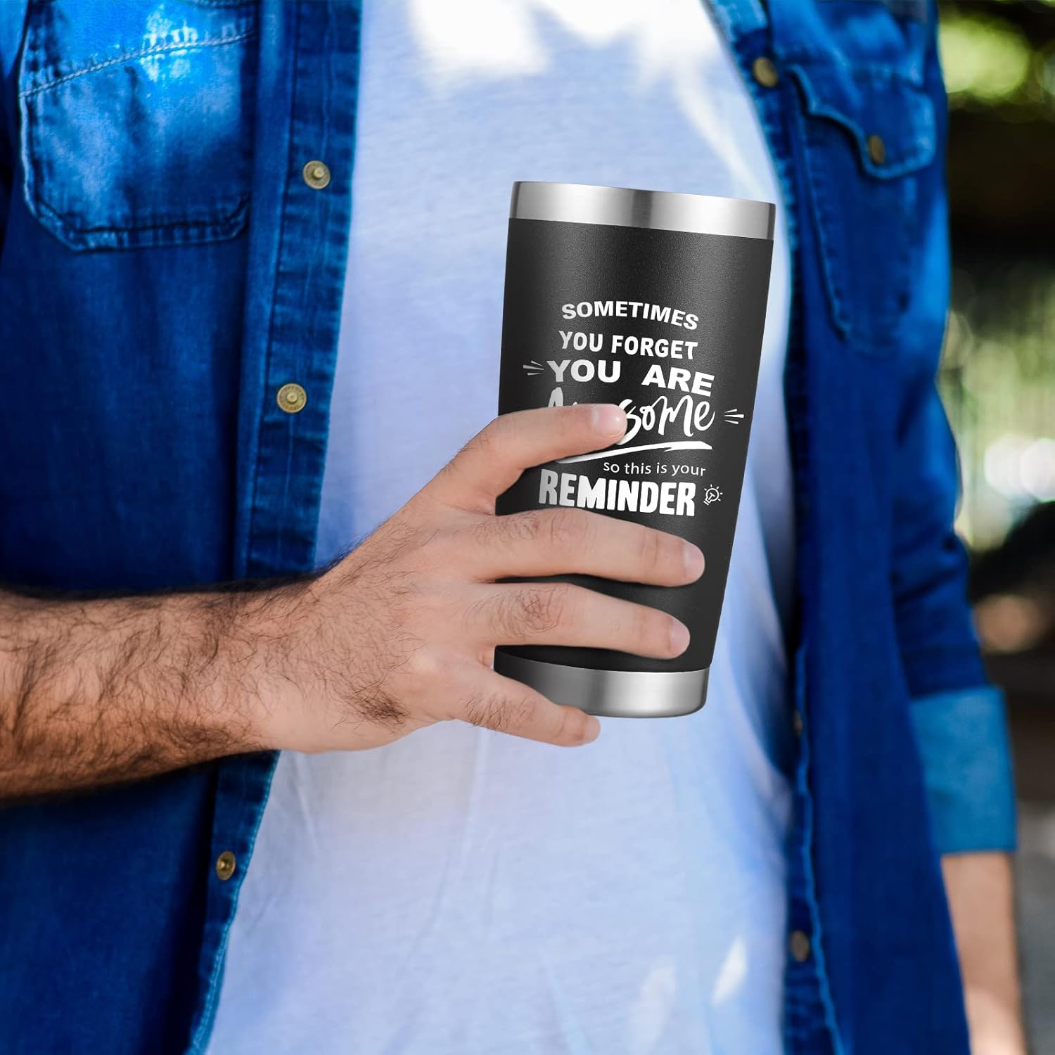 COMOOO Sometimes You Forget You Are Awesome, So This Is Your Reminder,20oz Tumblers Gifts for Men,Women,Stainless Steel Coffee Mug with Lid and Straw, Birthday Presents for Her Him,Friends,Co-workers - Image 7