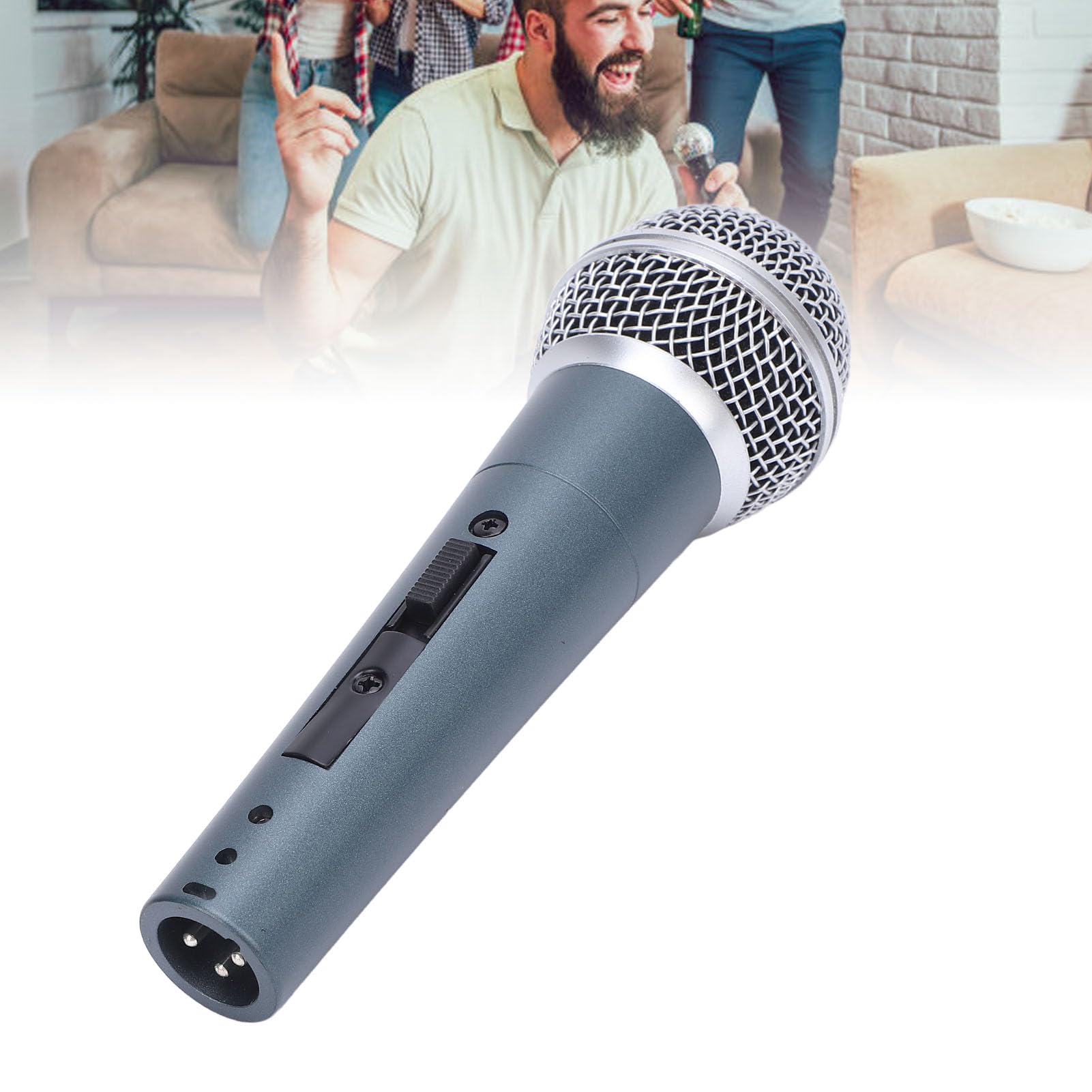 Cocoarm Microfono Dinamico, Set di Microfoni a Bobina Mobile Palmare Cardioide Cablato, 600 Ohm da 50 a 18 KHz, Design Ammortizzante, per Cantare Registrazione Vocale con Mixer Altoparlanti (Ciana)