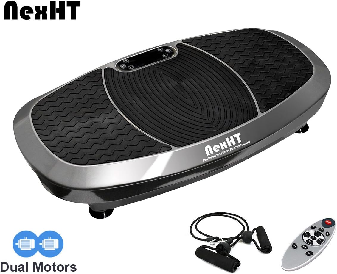 Fitness Vibration Platform,Whole Full Body Shape Exercise Machine,Vibration Plate,Fit Massage Workout Trainer with Two Bands &Remote,Max User Weight 330lbs. (Metallic Grey 89014A)