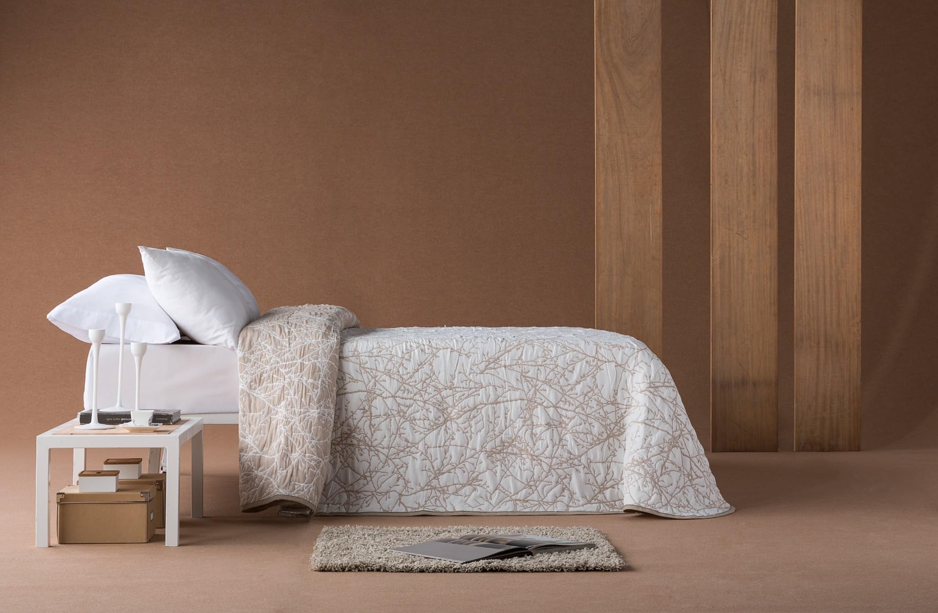 Estoralis TOPACIO | Colcha Verano de Diseño Moderno | Tejido Jaquard Alta Resistencia | Beige | para Cama 150 cm. (250 x 270 cm. AnchoxAlto) | Cubre Cama para Todas Las Estaciones