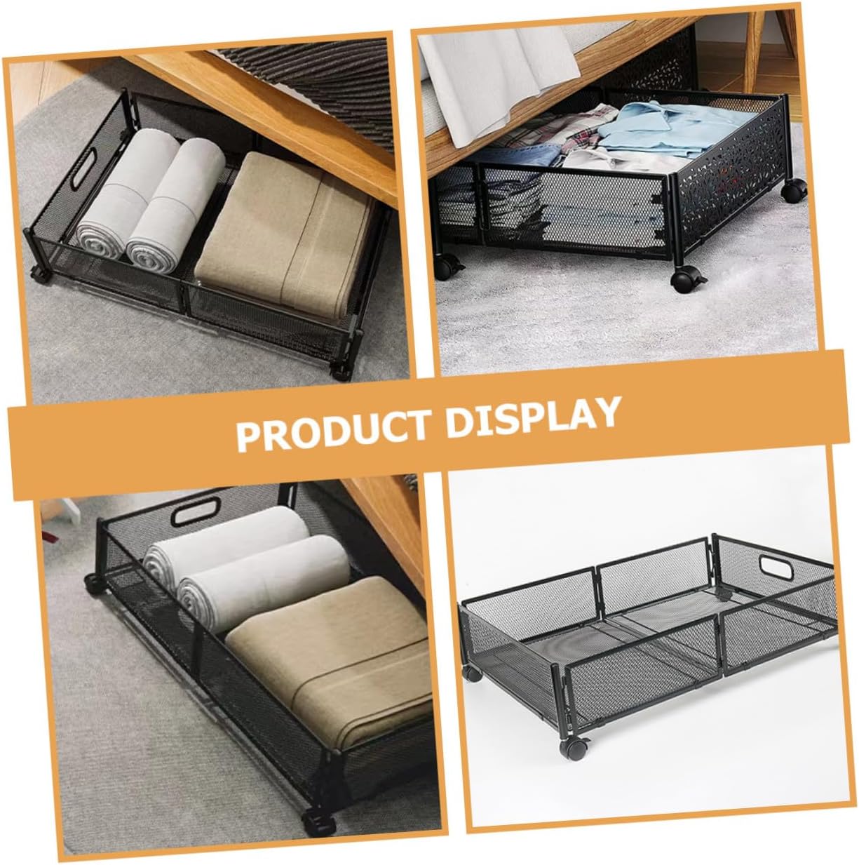 Wakauto Foldable Under Bed Storage Organizer with Wheels Large Capacity Container for Clothes Blankets and Dorm Essentials Space-saving Design for Bedroom and Sofa Use