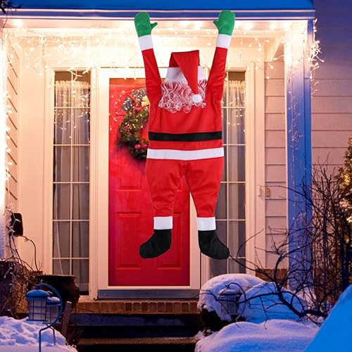 Miniatura 3 de TOLOCO Papá Noel colgante de 4.1 pies, decoraciones de Navidad, adornos de Navidad para techo, porche, canalón, balcón, decoración de Navidad para