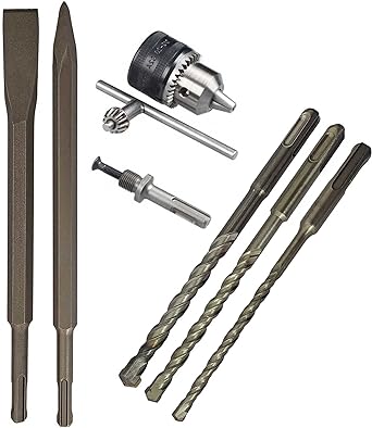 DUMDAAR SDS-Plus Flat Chisel & Point Bit Set Rotary Hammer Drills, 6/8/10mm x 160mm SDS Plus Masonry Twin Spiral 1/2