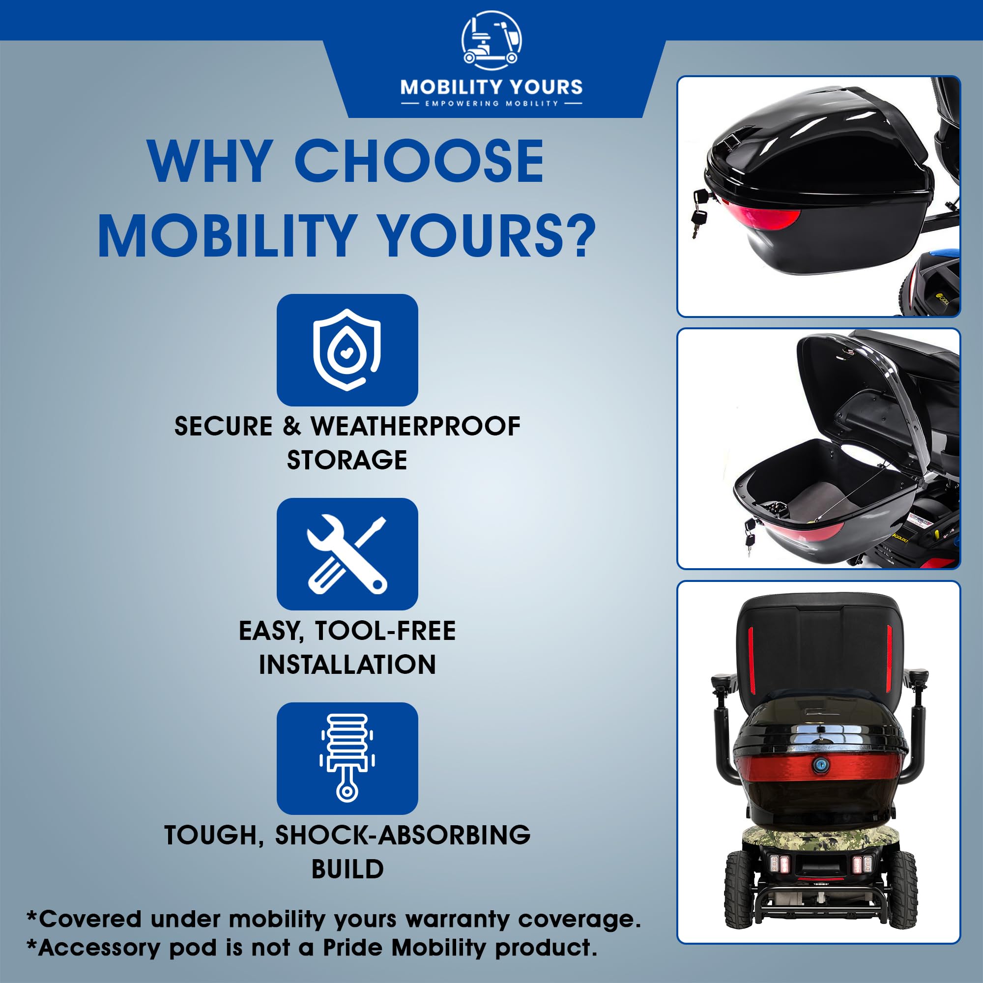 Pride Baja Bandit 4 Wheel Scooter + Accessories, Off Road Capable Mobility Scooter for Adults, 20 AH Lithium Battery, 400 Lb Weight Capacity, Full Suspension, Heavy Duty Scooter, Portable, Warranty