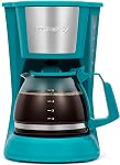 Holstein Housewares - 5-Cup Machine à café compacte, Teal - Pratique et convivial avec des fonctions de pause automatique et de service