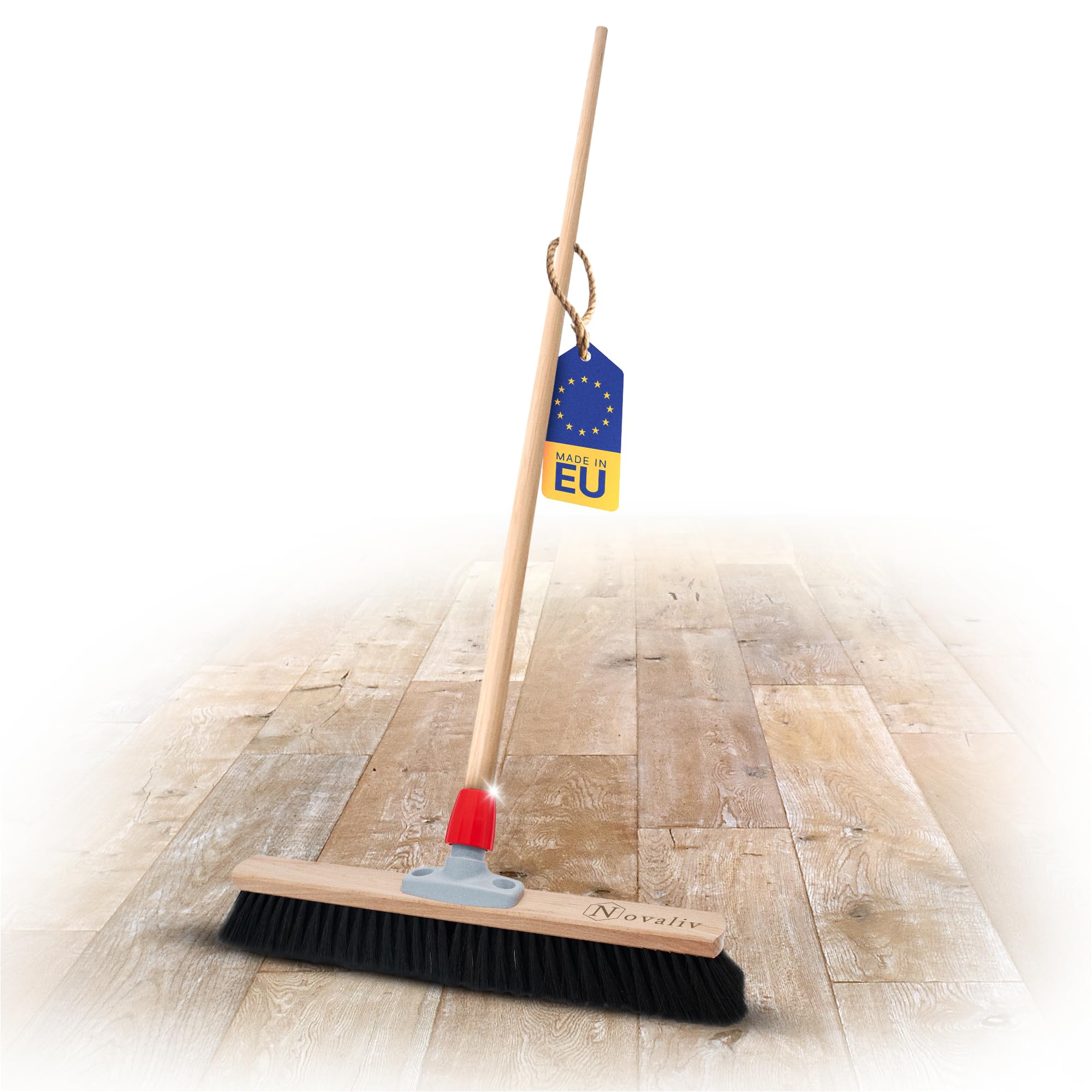 Novaliv Scopa per sale con crine di cavallo, con manico in legno, 50 cm, setole di crine morbide e sottili