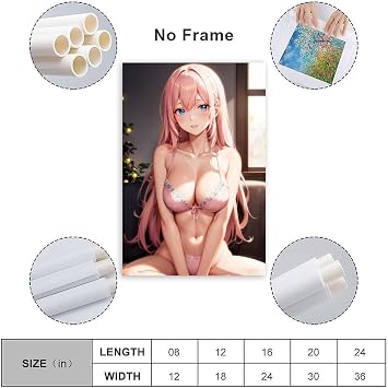 Sexy Anime Girl Hot Cartoon Female Poster (21) Canvas Print Wall Art Decoration Living Room Office Bedroom Aesthetic 16x24inch(40x60cm) Unframe-style