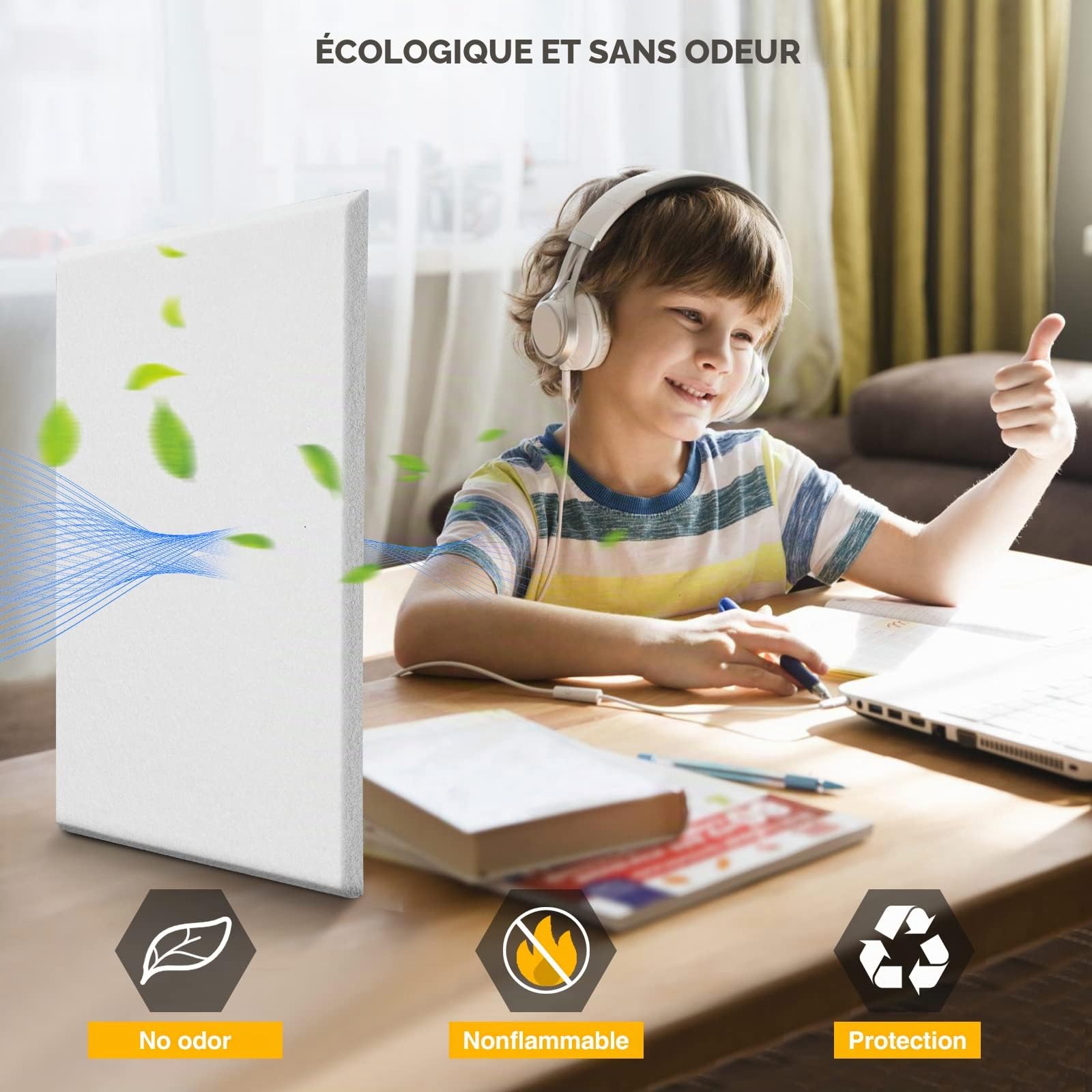 JAMELO 12pcs Panneaux Acoustiques Carrés, 30x30x1cm Panneaux Insonorisants Autocollants, Panneaux Insonorisants Haute Densité pour Studio d'Enregistrement & Maison & Bureaux