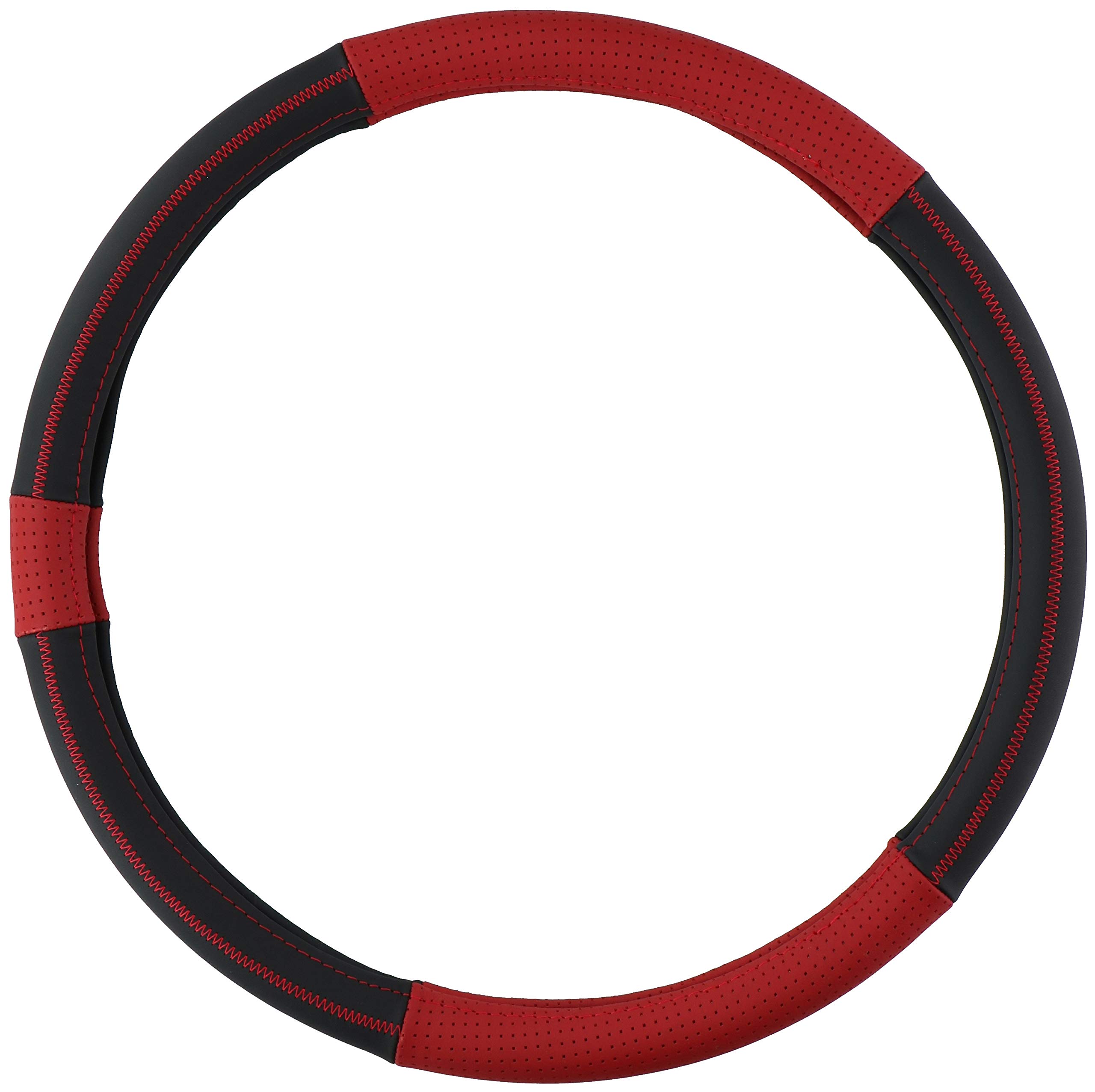 All Ride Steering Wheel Cover for Truck - Genuine Leather - 44-46 Centimetres - Red-Black