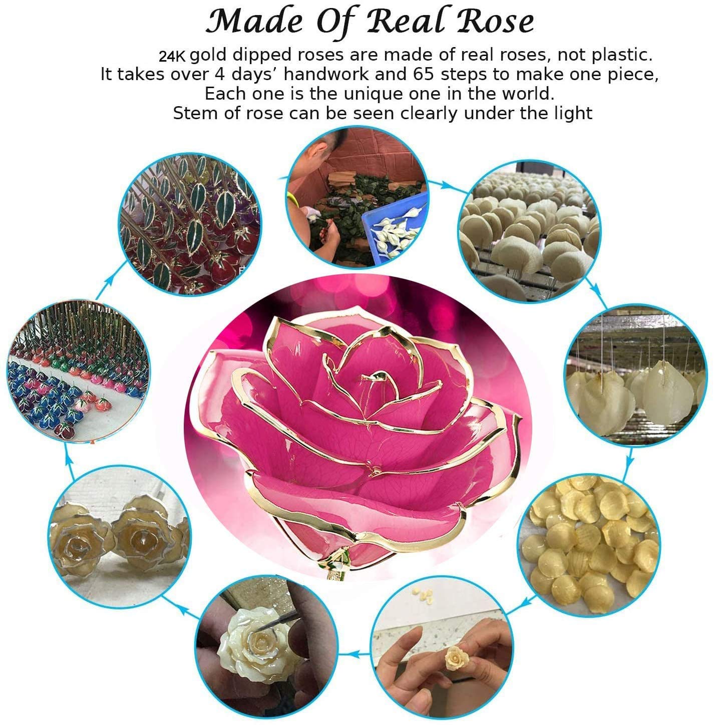 Rosa Eterna Placcata Oro 24K - Regalo Romantico Per San Valentino, Anniversari E Feste - Foto 4