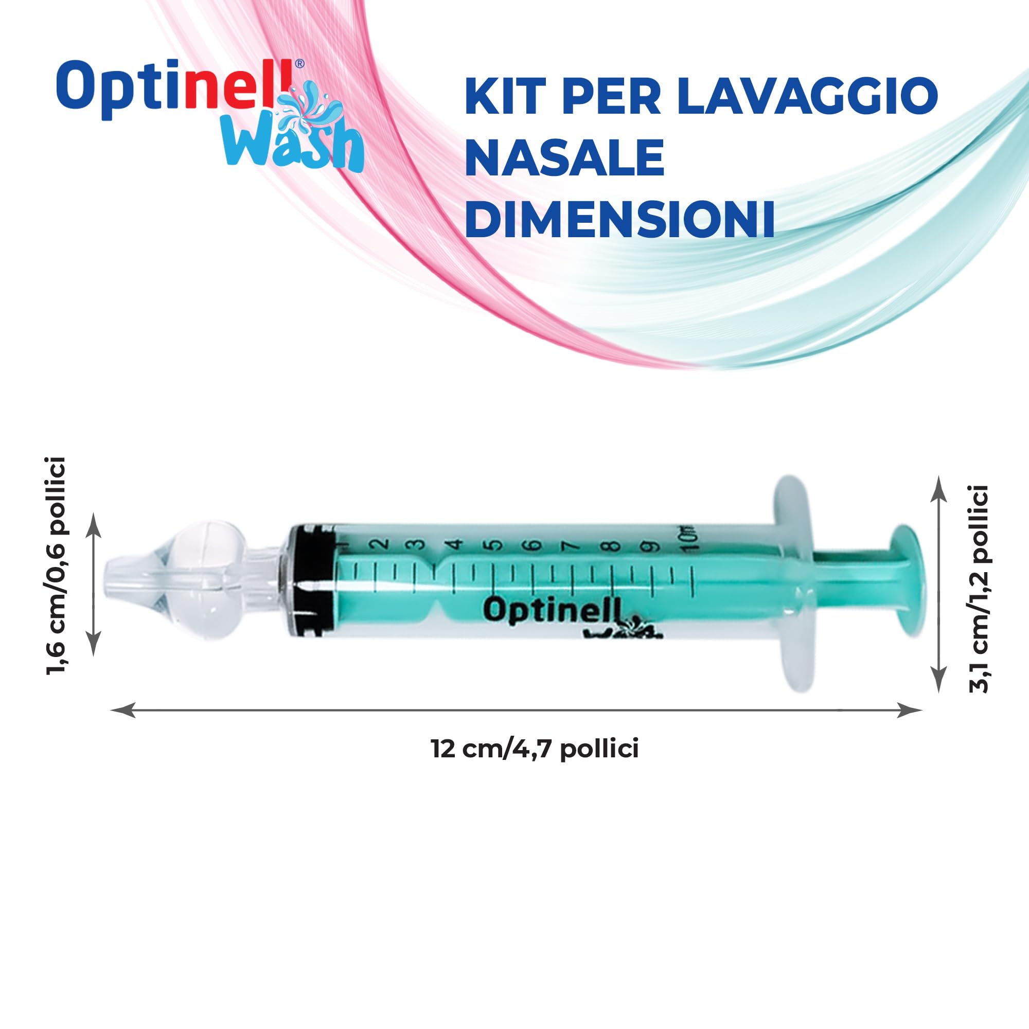 Optinell Wash – Siringa per Lavaggi Nasali Bambini 10ml con Beccuccio in Silicone Morbido | Kit Lavaggio Nasale per Neonato e Bambino | Senza BPA, Riutilizzabile, Igienico (2 Pezzi)