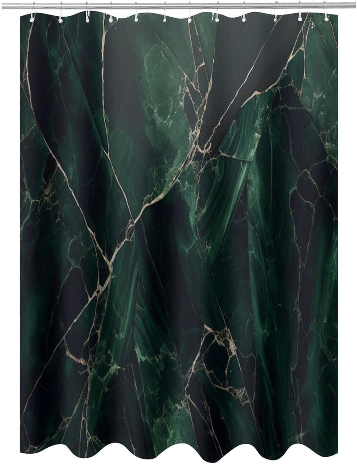 Dark Green Printed Shower Curtains,Marble Texture Modern Abstract Art Print Shower Curtain for Bathroom Decor Polyester Fabric Waterproof Upholstery Hook 66x72inch