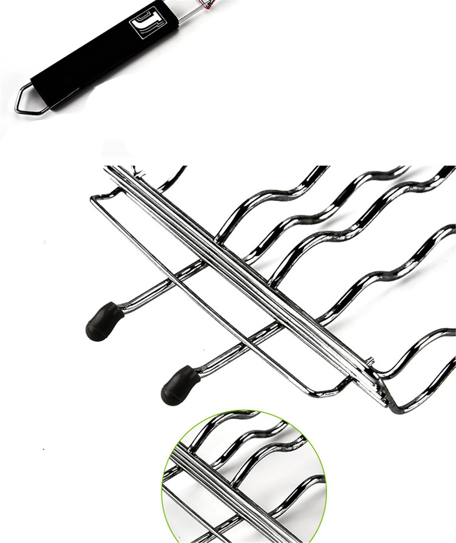 Grill kosz do grillowania ze stali nierdzewnej narzędzie do pieczenia z drewnianym uchwytem