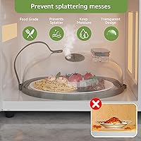 Vista 2 de Cubierta de salpicaduras de microondas con vaporizador de agua para alimentos, protector de salpicaduras de microondas de vapor de 10 pulgadas