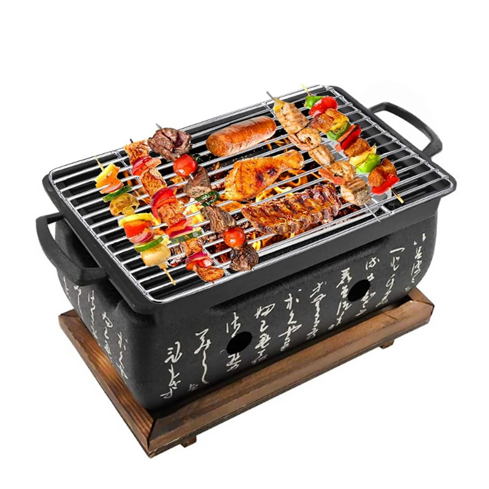 Japanese Style BBQ Grill Portable Furnace Japanese Cuisine Charcoal Stove BBQ Plate Aluminum Alloy Hibachi Grill Charcoal Stove Household Barbecue Tools Accessories
