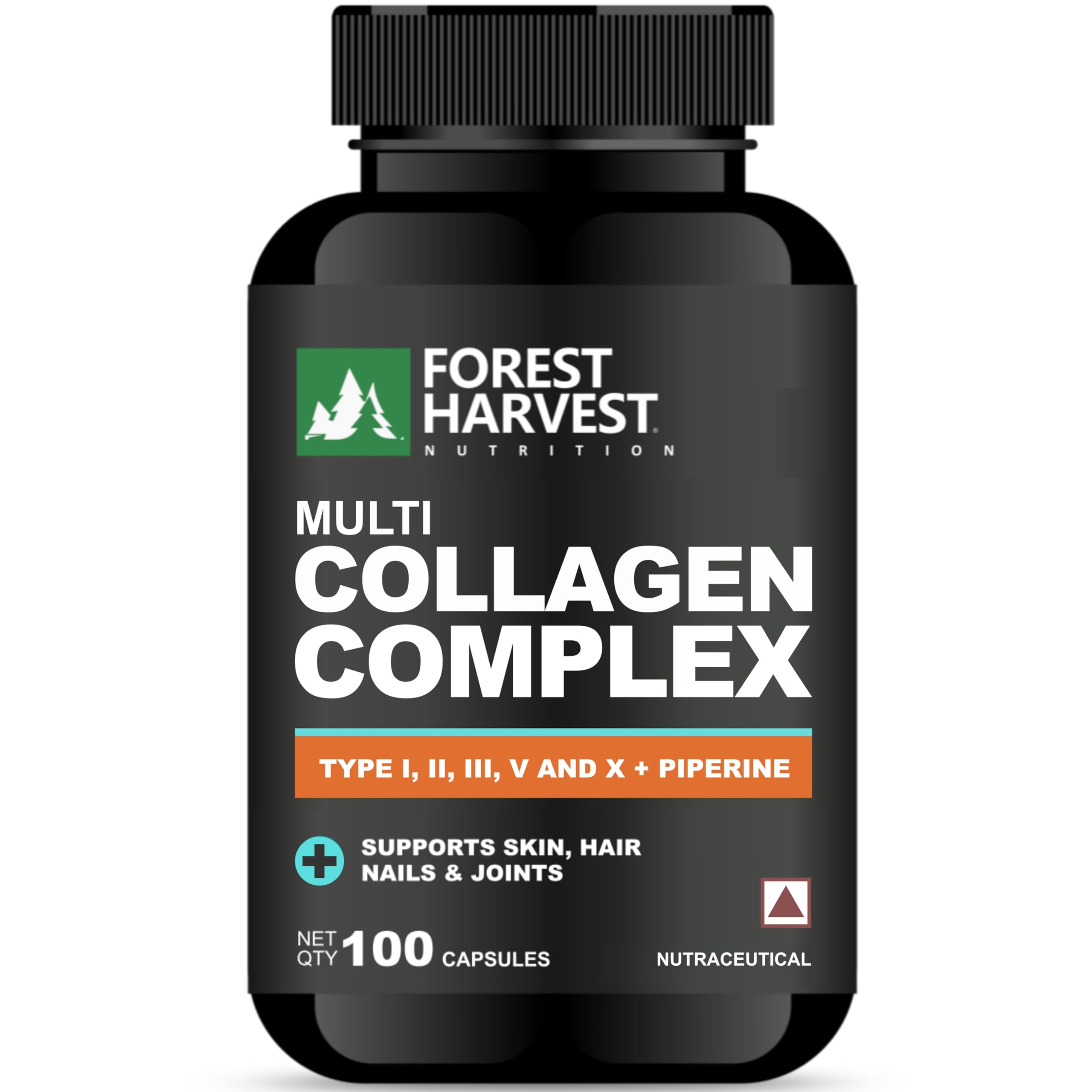 Multi Collagen Complex with Piperine | Types I, II, III, V & X | Enhanced Absorption | Skin, Hair, Joint & Bone Support | 100 Capsules | WHO-GMP, ISO, HACCP Certified-image-7
