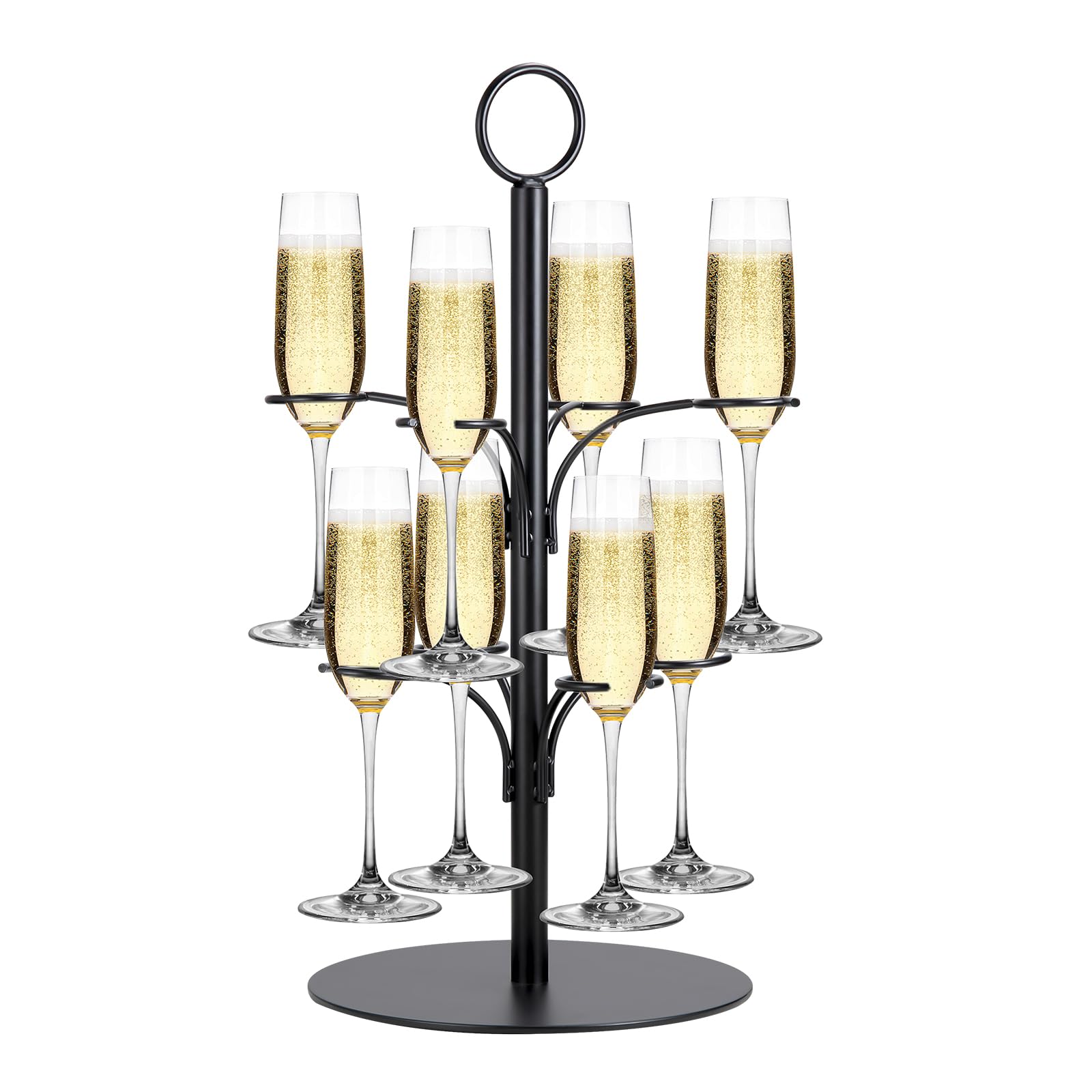Tour à Boissons,2 étages 8 verres,Tour Aperol,Support d'arbre à Cocktail en Métal pour Fêtes,Mariages,Pubs,Fêtes de Famille (noir)